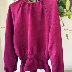 Marc New York Pink Smocked Tie Front Long Sleeve Blouse